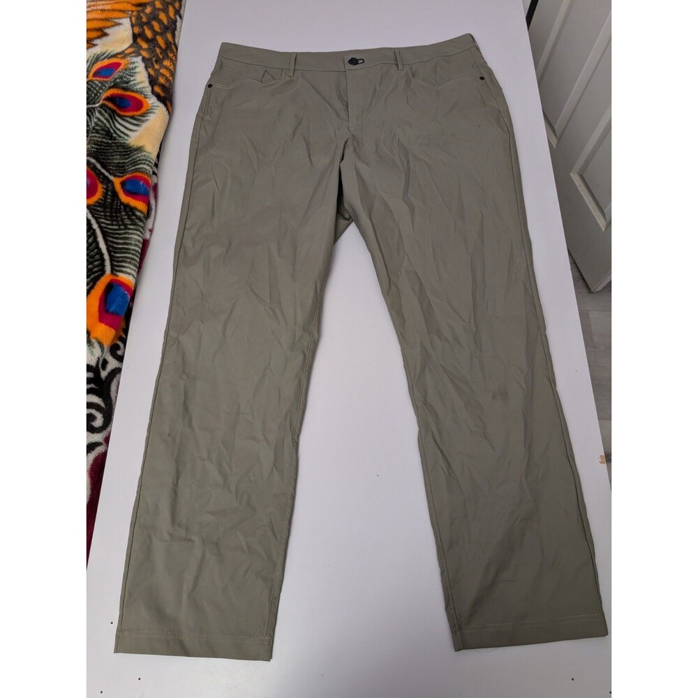 Public Rec Mens Pants 42x34 Olive Khaki Green Workday Polyester Stretch Flat Fro